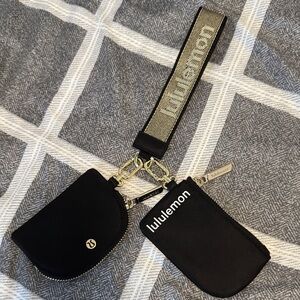 Lululemon Dual Pouch Wristlet in Black with Gold Hardware Limited Edition Colour
